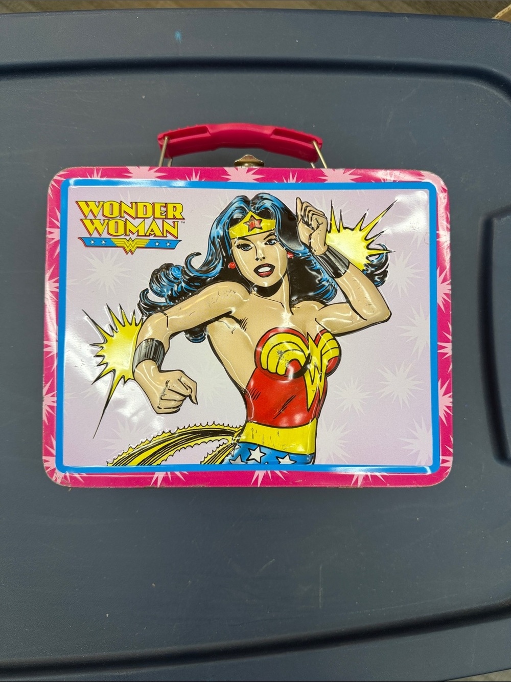 DC Comics Wonder Woman Pink and Blue Metal Lunch Box